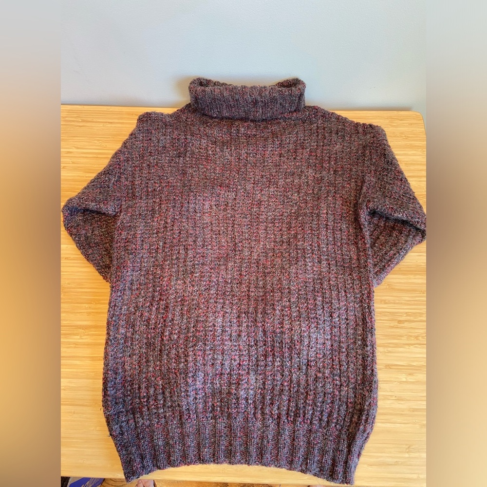 Vintage French Navy Mohair Turtleneck Sweater - Size L